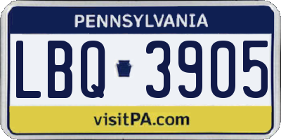 PA license plate LBQ3905