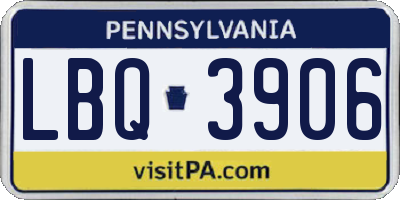 PA license plate LBQ3906