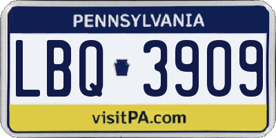 PA license plate LBQ3909