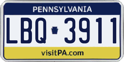 PA license plate LBQ3911
