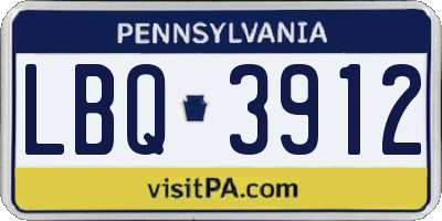 PA license plate LBQ3912