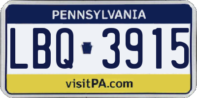 PA license plate LBQ3915