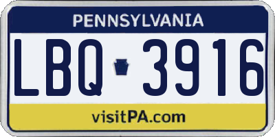 PA license plate LBQ3916