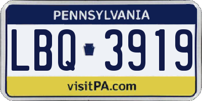 PA license plate LBQ3919