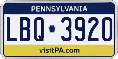PA license plate LBQ3920
