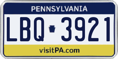 PA license plate LBQ3921