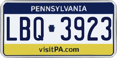 PA license plate LBQ3923