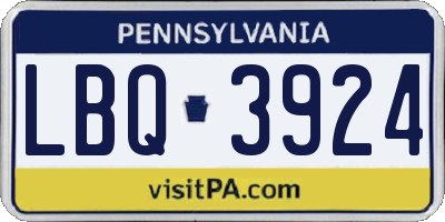 PA license plate LBQ3924