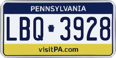 PA license plate LBQ3928