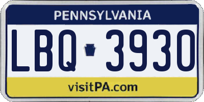 PA license plate LBQ3930
