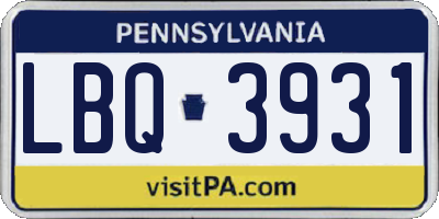 PA license plate LBQ3931