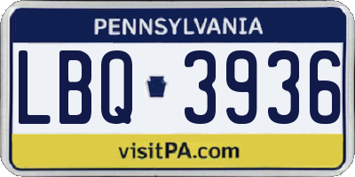 PA license plate LBQ3936