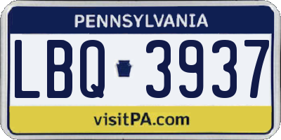 PA license plate LBQ3937