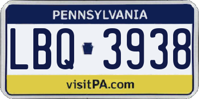 PA license plate LBQ3938