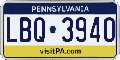 PA license plate LBQ3940