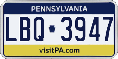 PA license plate LBQ3947