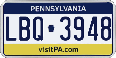 PA license plate LBQ3948