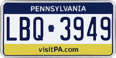 PA license plate LBQ3949