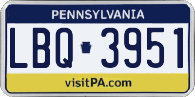 PA license plate LBQ3951