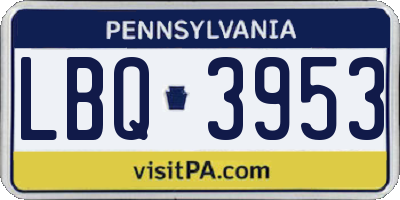 PA license plate LBQ3953
