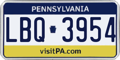 PA license plate LBQ3954