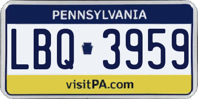 PA license plate LBQ3959