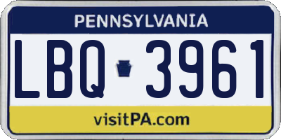 PA license plate LBQ3961