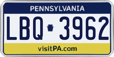 PA license plate LBQ3962