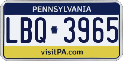 PA license plate LBQ3965