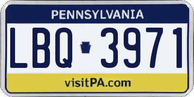 PA license plate LBQ3971