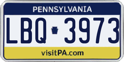 PA license plate LBQ3973