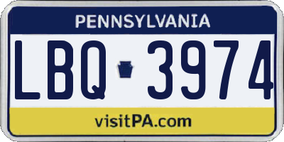 PA license plate LBQ3974