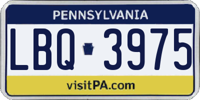 PA license plate LBQ3975