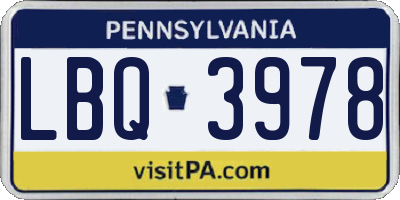 PA license plate LBQ3978