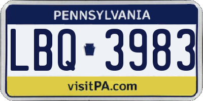 PA license plate LBQ3983