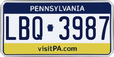 PA license plate LBQ3987