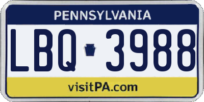 PA license plate LBQ3988