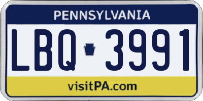 PA license plate LBQ3991