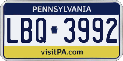 PA license plate LBQ3992