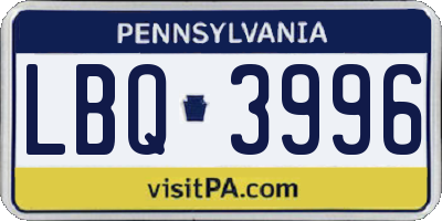 PA license plate LBQ3996