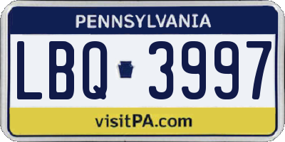PA license plate LBQ3997