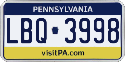 PA license plate LBQ3998