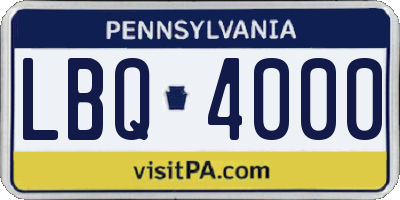 PA license plate LBQ4000