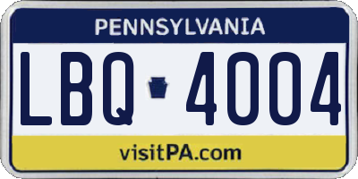 PA license plate LBQ4004