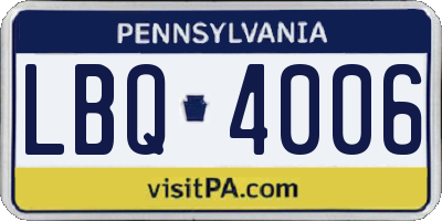 PA license plate LBQ4006
