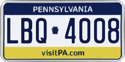 PA license plate LBQ4008
