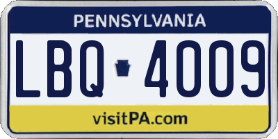 PA license plate LBQ4009