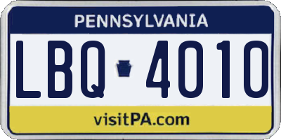 PA license plate LBQ4010