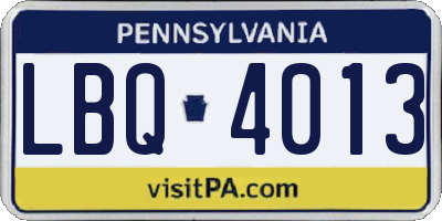 PA license plate LBQ4013