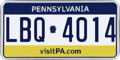 PA license plate LBQ4014